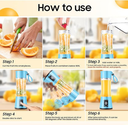 Cordless Personal Size Portable Blender - Blender Make Smoothies & Shakes, 12 Oz BAP Free Traveling Cup, Quickly Squeezed in Office/Picnic/Sprots
