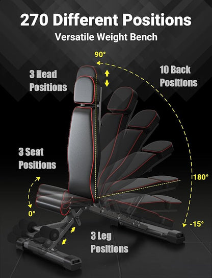 YOLEO 880LB Adjustable Weight Bench for Bench Press