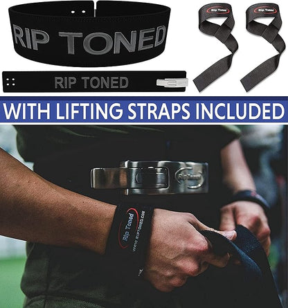 Rip Toned Lever Belt with Bonus Lifting Straps 4" Leather 10mm Belt