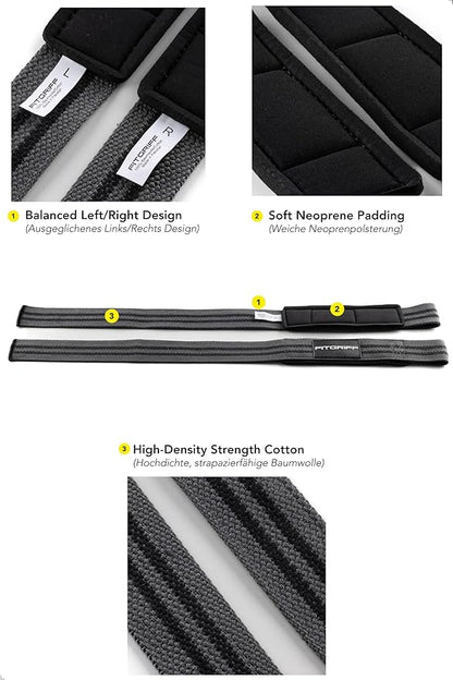 Fitgriff® Lifting Wrist Straps for Weightlifting, Gym, Deadlift, Workout (Made of Premium Cotton & Padded) - Men & Women