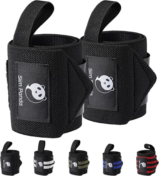 Slim Panda Weightlifting Wrist Wraps- Upgraded Wrist Support with Heavy Duty Thumb Loop for Powerlifting, Bodybuilding, and Weight Lifting Men & Women