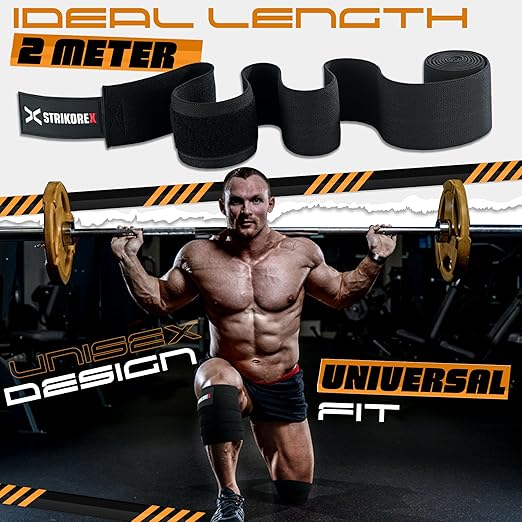 Knee Wraps For Weightlifting (pair) for Men & Women Best for Cross Trainings and Leg Press,Gym Wraps for Workout,Powerlifting & Fitness Squats Flexible Knee Strap (BLACK/BLACK)