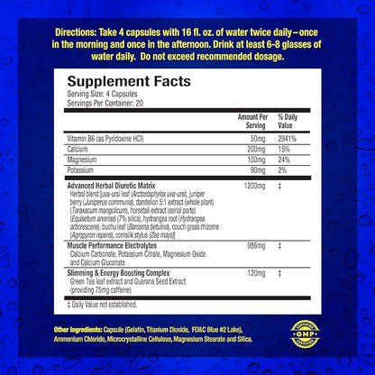 MHP Xpel Maximum Strength Diuretic Water Pills, for Water Retention Relief, Weight loss Support, with Vitamin B-6 Potassium Dandelion Root, 80 Capsules