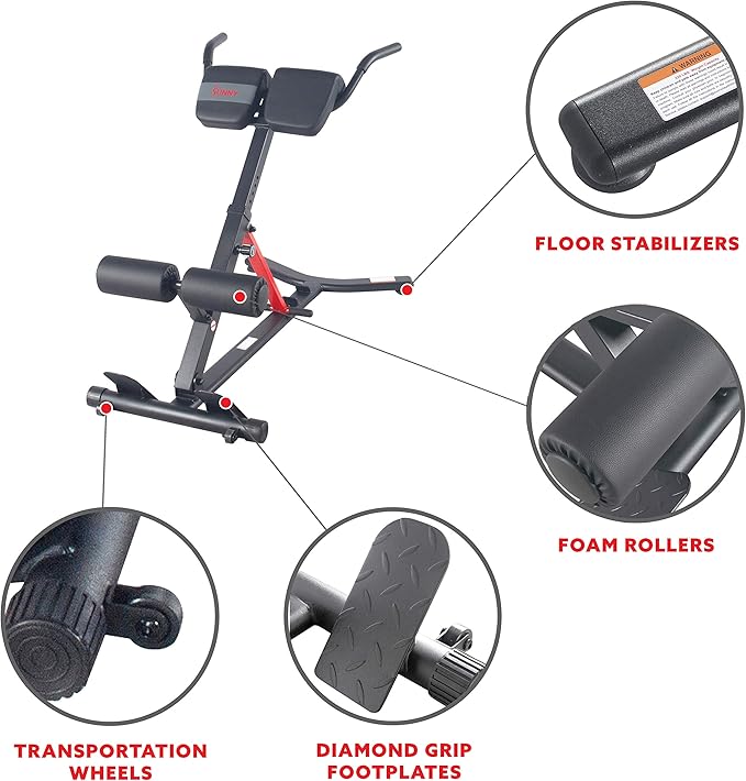 Sunny Health & Fitness Foldable Hyperextension Roman Chair