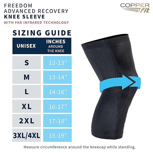 Copper Fit Recovery Knee Compression Sleeve - Breathable, Second Skin Feel - Arthritis, Joint Pain, Circulation - For Men and Women (Medium)