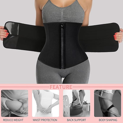 KIWI RATA Neoprene Sauna Waist Trainer Corset Sweat Belt for Women Compression Cincher Band Workout Fitness Back Support
