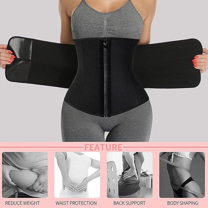 KIWI RATA Neoprene Sauna Waist Trainer Corset Sweat Belt for Women Compression Cincher Band Workout Fitness Back Support
