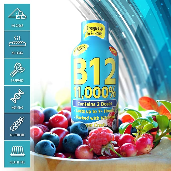 Vitamin Energy Shots, Mixed Berry Flavor, Up to 7+ Hours of Energy, 1.93 Fl Oz, 48 Count