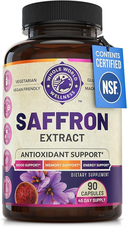 100% Pure Saffron Extract - NSF Certified. Supports Weight and Appetite Health, Mood, Focus, Memory, Digestion, Eye, Skin and Brain Health. Saffron Supplements for Women and Men, 45-Day Supply.