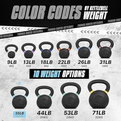 Yes4All Powder Coated Cast Iron Kettlebell Strength Training Kettlebells Weight Set for Full Body Workout, Home Gym