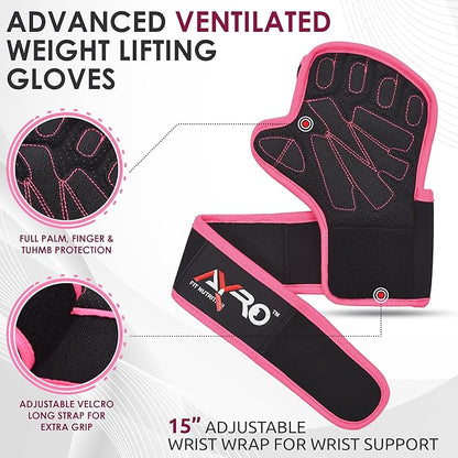 AYRO Ventilated Weightlifting Workout Gloves for Men & Women, Gym Gloves with Built-in Wrist Wraps for Men & Women-Best for Weightlifting, Gym Fitness, Hand Support & Cross Training
