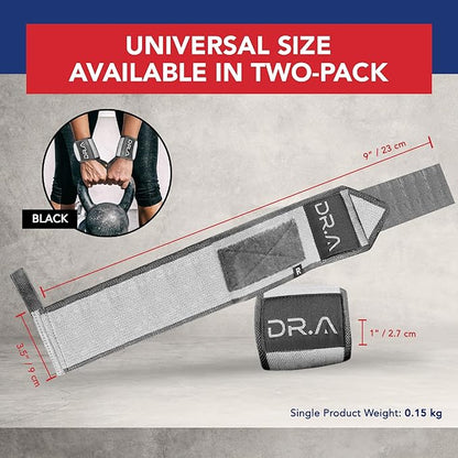 Dr. Arthritis Weight Lifting Wrist Wraps with Thumb Loop, Heavy-Duty Gym Wraps & Hand Strap to Help Joints During Hybrid Training, Non-Slip Wrist Straps for Weightlifting Men & Women Use (Grey-White)