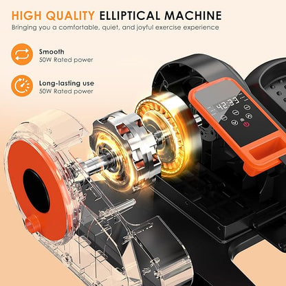 soges Under Desk Elliptical Machine,Seated Pedal Exerciser for Senior,12 Adjustable Speeds Portable bidirectional Ellipse Exerciser,Ellipse Leg Exerciser with Remote Control and Manual Mode