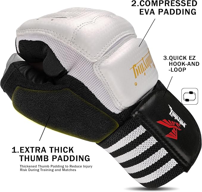 Xinluying Punch Bag MMA Gloves Half Finger Adjustable Mitts Wrist Support Boxing Gloves Open Palms for Sparring Martial Arts Taekwondo Punching Bag Training for Men Women