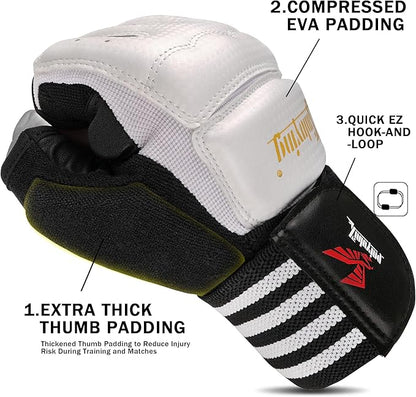 Xinluying Punch Bag MMA Gloves Half Finger Adjustable Mitts Wrist Support Boxing Gloves Open Palms for Sparring Martial Arts Taekwondo Punching Bag Training for Men Women