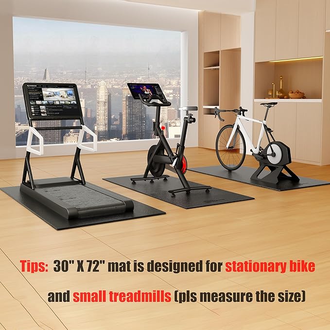 Bike Mat Compatible with Peloton Bike Elliptical Treadmill Mat 6mm Thick,