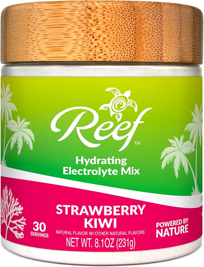 Hydrating Electrolyte Drink Mix - Strawberry Kiwi, 30 Servings - Hydration Powder w/Coconut Water - Non-GMO, No Added Sugar, 5 Key Electrolytes + Vitamins, Natural Trace Minerals