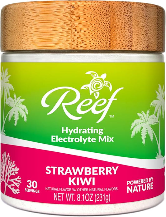 Hydrating Electrolyte Drink Mix - Strawberry Kiwi, 30 Servings - Hydration Powder w/Coconut Water - Non-GMO, No Added Sugar, 5 Key Electrolytes + Vitamins, Natural Trace Minerals
