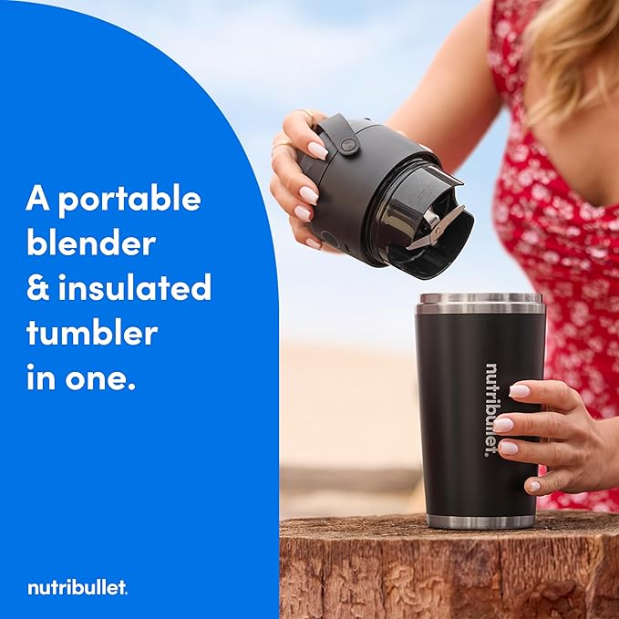 nutribullet Flip Portable Blender with Tritan Cup, Cordless, Black, NBPB10350