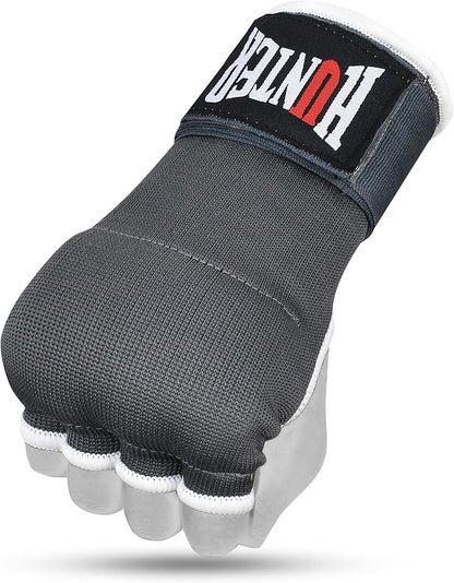 HUNTER Gel Padded Inner Gloves with Hand Wraps for Boxing, Quick Elastic Training Wraps for Men & Women, Muay Thai MMA Kickboxing Martial Arts Knuckle Wrist Protector (Pair)