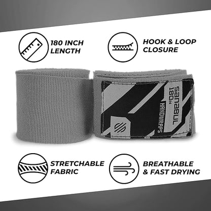 Sanabul Elastic 180 inch Boxing Hand Wraps for Boxing Gloves Muay Thai Kickboxing MMA Wraps for Men & Women
