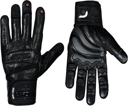 Elite Leather Gym Gloves with Built in 2" Wide Wrist Wraps Grip & Design for Weightlifting Power Lifting Bodybuilding & Strength Training Workout Exercises