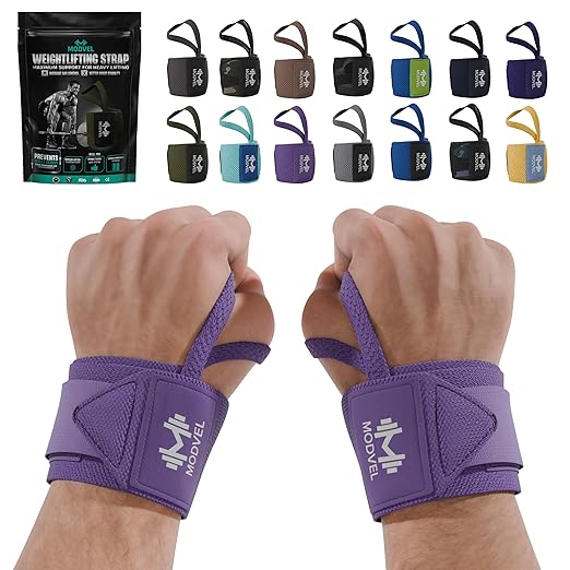 Modvel Adjustable Wrist Wraps for Gym & Lifting – Thick, Breathable Support Straps for Wrist Stability, Comfort & Grip – Ideal for Weight Training, CrossFit & Gym Workouts – R Lavender 2-Pack