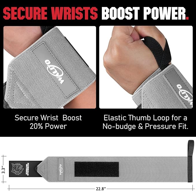 Wrist Wraps for Weightlifting-21" Lifting Wrist Straps for Weightlifting,Weight Lifting Wrist Wraps with Thumb Loop,Breathable Wrist Brace, Avoid Injury and Maximize Grip for Men & Women Powerliftin