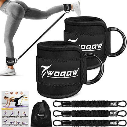 Ankle Resistance Bands with Cuffs, Ankle Bands for Working Out, Glutes Workout Equipment, Butt Exercise Equipment for Kickbacks Hip Fitness Training, Legs Resistance Bands for Women & Men