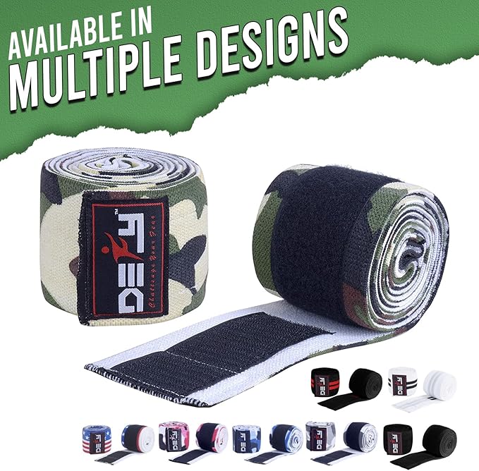 DEFY Sports' Knee Wraps for Weightlifting - Provides Knee Support for Powerlifting, Squats & Fitness Workouts