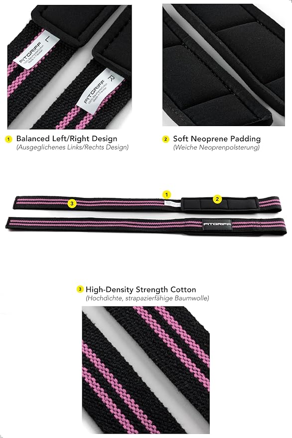 Fitgriff® Lifting Wrist Straps for Weightlifting, Gym, Deadlift, Workout (Made of Premium Cotton & Padded) - Men & Women