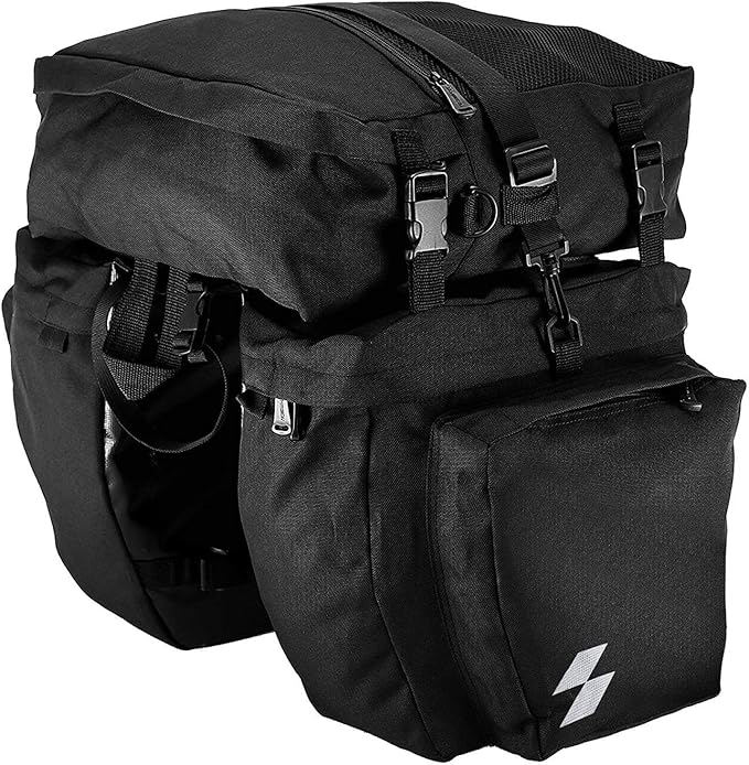 Bike Rack Pannier Bag 3 in 1 Rear Rack Carrier Trunk Bag, Water Resistance 37L Large Capacity Bike Rear Panniers