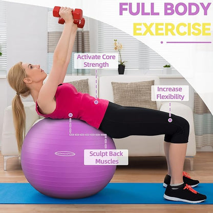 Anti-Burst and Slip Resistant Exercise Ball Yoga Ball 2,000-Pound Capacity,