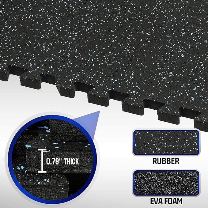 SUPERJARE 0.79 Inch Gym Flooring for Home Gym 6 Tiles
