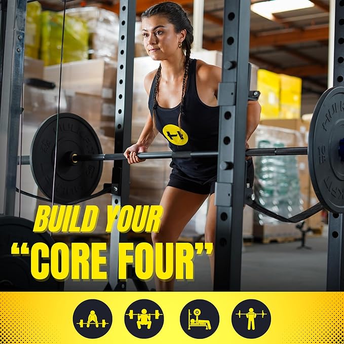 HulkFit 2.3-inch x 2.3-inch Pro Series Power Cage Squat Rack Attachments Accessories for Home Gym Strength Training Exercise Equipment | Bench Press, Squats, and Deadlifts