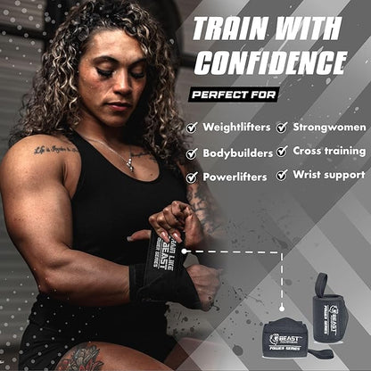 Wrist Wraps for Weightlifting 18” Premium Quality Wrist Support for Bodybuilding Heavy Duty Thumb Loop Powerlifting, Strength Training for Men and Women