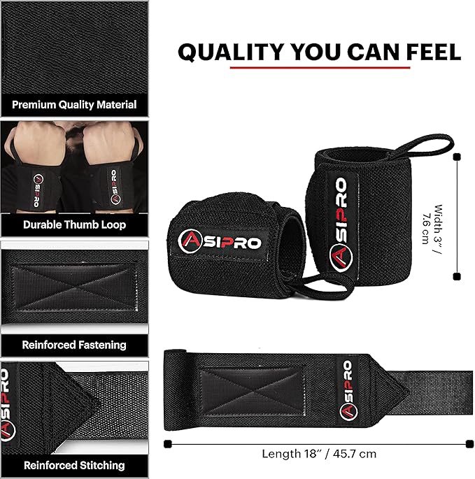 Wrist Wraps for Weightlifting 18" Wrist Straps for Weightlifting Weight Lifting Wrist Wraps for Men & Women, Muñequeras para Gym Wrist Support for Working Out, Gym Wrist Wraps for Powerlifting