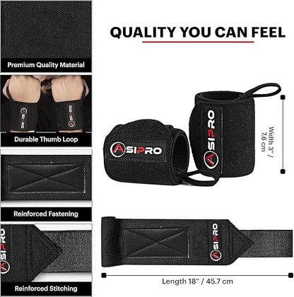 Wrist Wraps for Weightlifting 18" Wrist Straps for Weightlifting Weight Lifting Wrist Wraps for Men & Women, Muñequeras para Gym Wrist Support for Working Out, Gym Wrist Wraps for Powerlifting