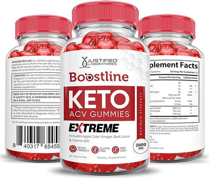 (3 Pack) Boostline Keto ACV Gummies Extreme 2000MG Boost Line Keto Gummies Apple Cider Vinegar Formulated with Pomegranate Beet Juice Powder B12 Vegan Non GMO 180 Gummys