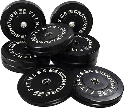 Signature Fitness 2" Olympic Bumper Plate Weight Plates 7FT Olympic