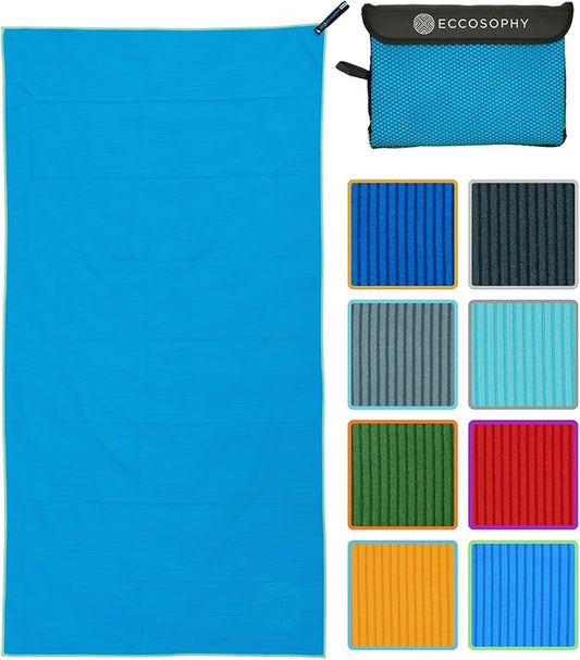 ECCOSOPHY Microfiber Gym Towel for Working Out - (71x35-Azure)