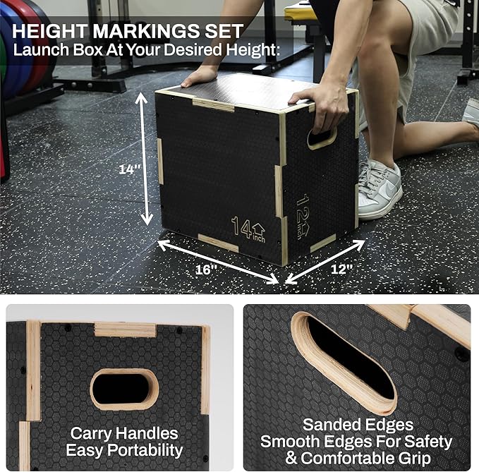 Signature Fitness 3 in 1 Non-Slip Wooden Plyo