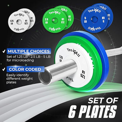 Yes4All Fractional Weight Plates Set of 6 1.25LB 2.5LB 2.5LB 5LB 5LB Pair