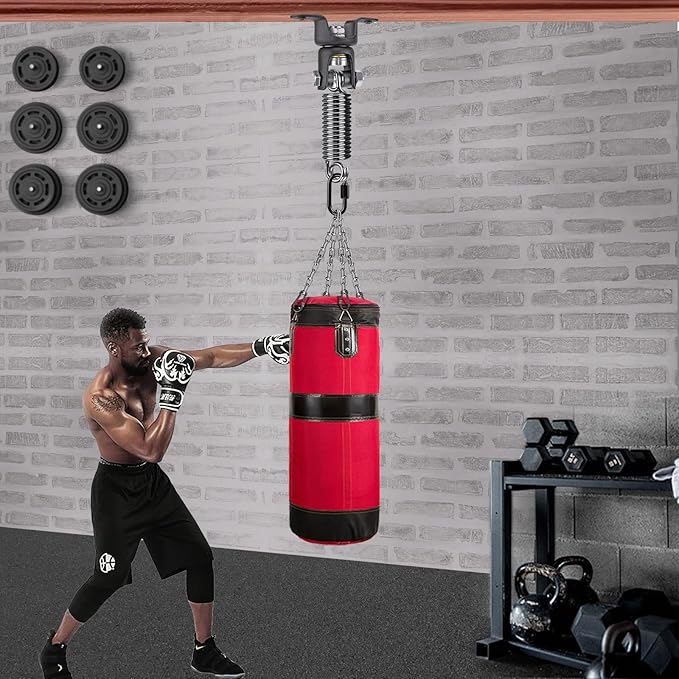 BeneLabel Boxing Bag Hanger with Spring,Heavy Duty Spring & Swivel Mount for Punching Bags, 360° Rotation, Easy to Install