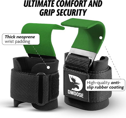 DMoose Fitness Weight Lifting Hooks for Men & 8 mm