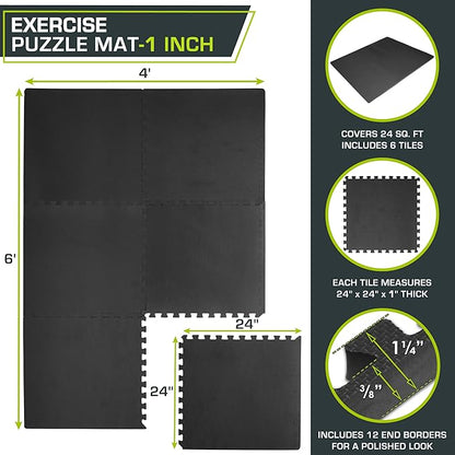 ProsourceFit Extra Thick Puzzle Exercise Mat ¾” and 1"