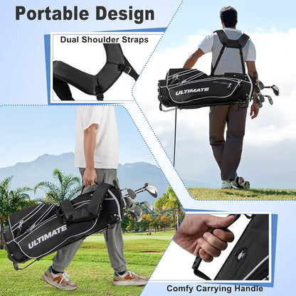 Tangkula 9/10 Pieces Men's Complete Golf Clubs Set Right Hand, Includes 460cc Alloy #1 Driver & #3 Fairway Wood & #4 Hybrid & #6/#7/#8/#9/#P Irons & Putter, Golf Club Set