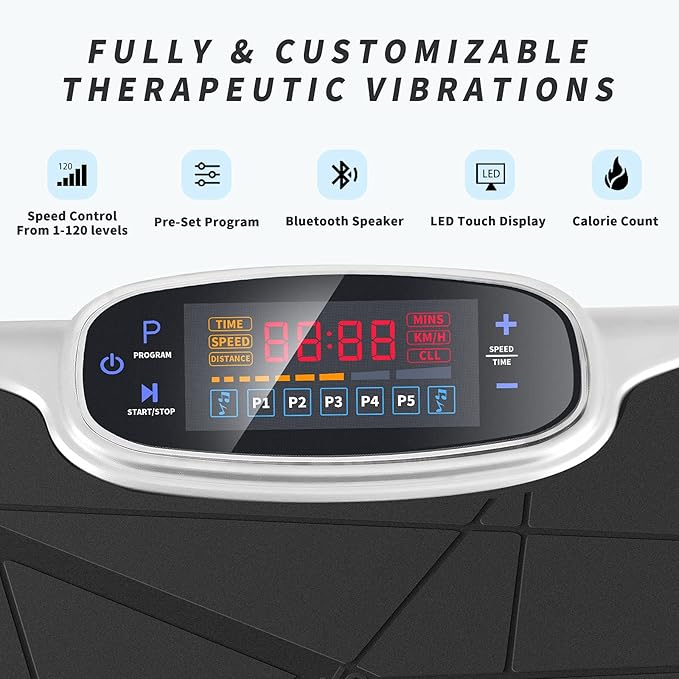 PHOEROS Vibration Plate Exercise Machine - Whole Body Power Shake Vibration Platform w/Loop Bands- Home Fitness Training Gym Workout Equipment for Weight Loss,Shaping,Toning & Wellness, 120 Levels