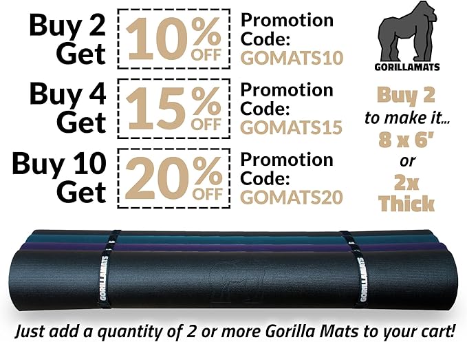 Gorilla Mats Premium Large Yoga Mat – 6' 4' x 8mm Extra