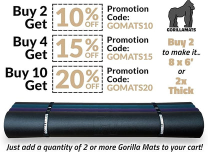 Gorilla Mats Premium Large Yoga Mat – 6' 4' x 8mm Extra